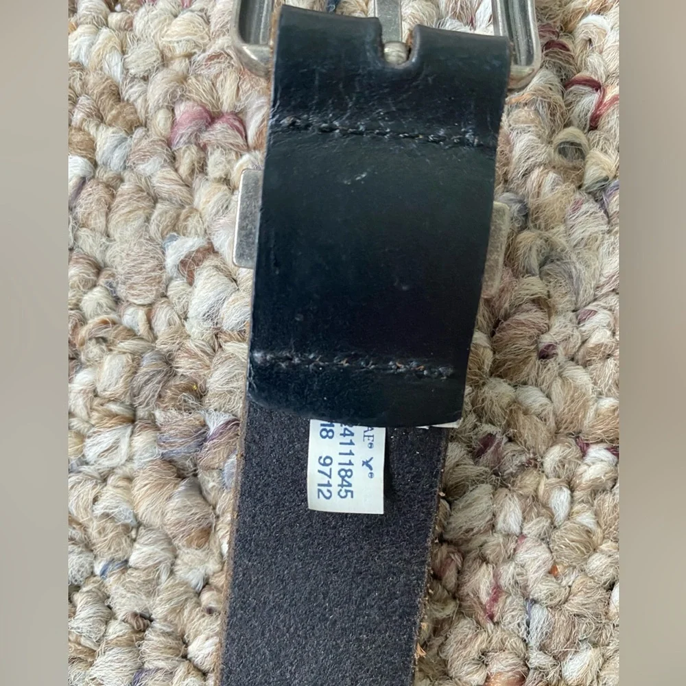 Double Buckle Cowgirl American Eagle Black Leather Belt 38” Long - Picture 7 of 8